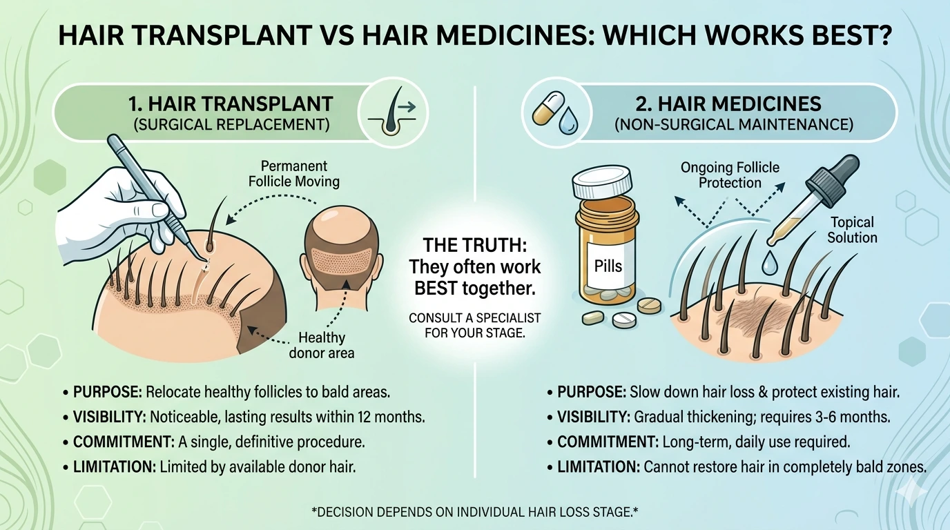 Hair Transplant vs Hair Medicines Which Works Best