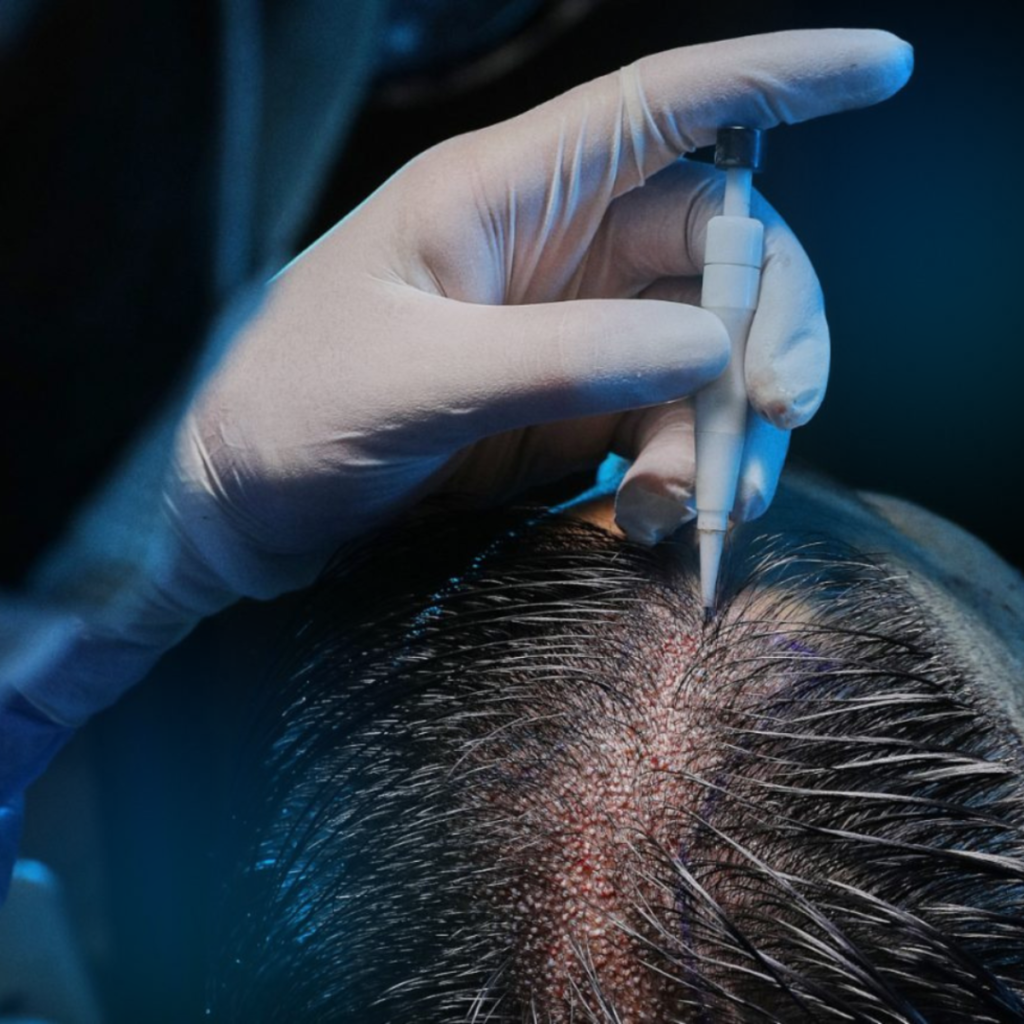 Hair transplant procedure restoring natural hair growth using donor follicles